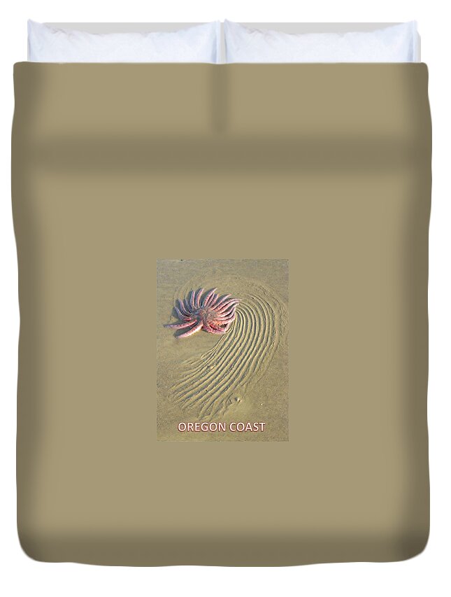 Sunflower Starfish Duvet Cover featuring the photograph Oregon Coast Sunflower by Gallery Of Hope 