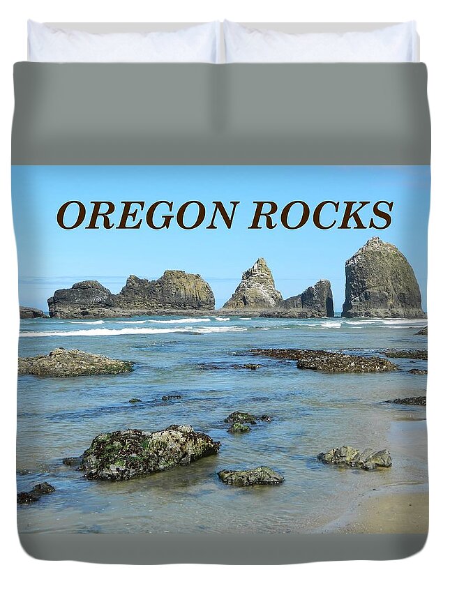 Oceanside Duvet Cover featuring the photograph Oregon Rocks Landscape by Gallery Of Hope 