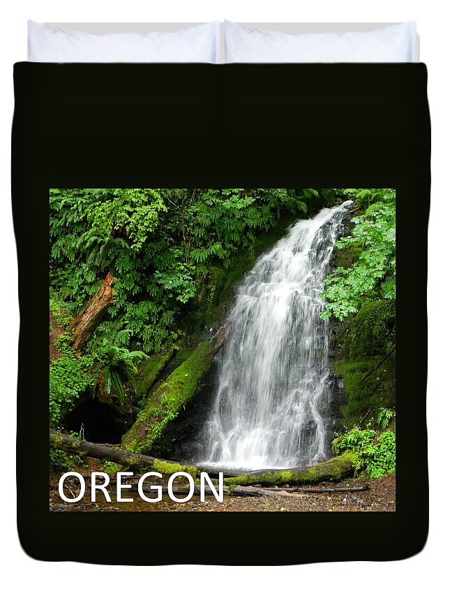 Waterfalls Duvet Cover featuring the photograph Oregon Waterfall by Gallery Of Hope 