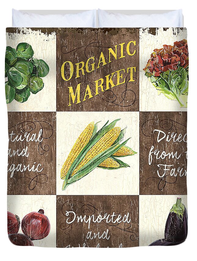 Organic Duvet Cover featuring the painting Organic Market Patch by Debbie DeWitt