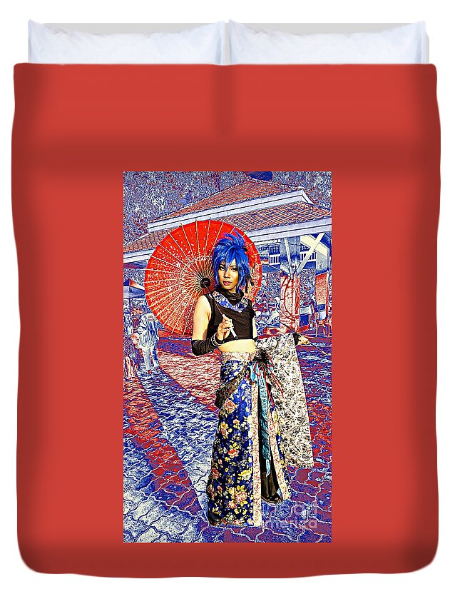 Cosplay Duvet Cover featuring the photograph Oriental Cosplayer by Ian Gledhill