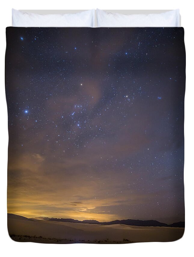 Onions Belt Duvet Cover featuring the photograph Orion and My Tent by Joe Kopp