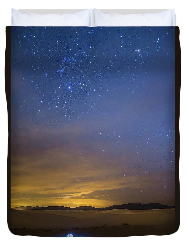 Orion's Belt Duvet Cover featuring the photograph Orion's Belt and my tent by Joe Kopp