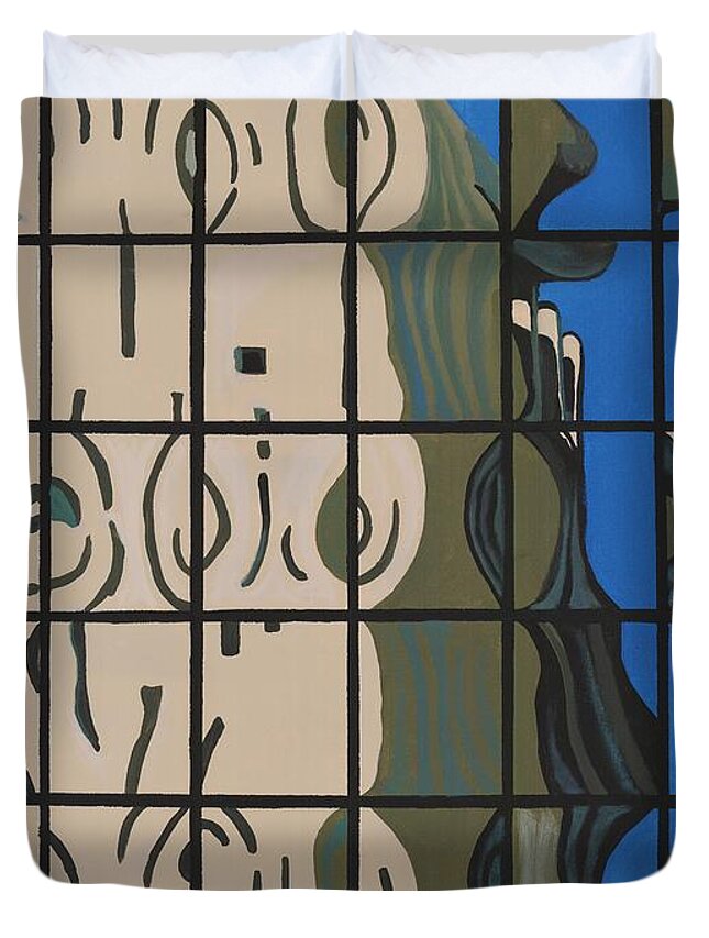 Urban Duvet Cover featuring the painting Osborn Reflections by Alika Kumar