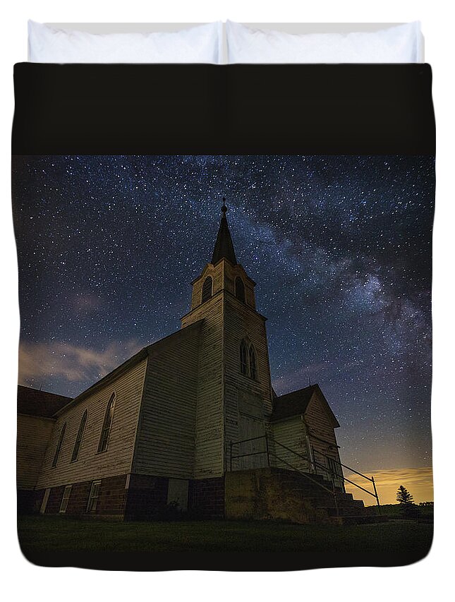 Milky Way Duvet Cover featuring the photograph Oslo Milky Way by Aaron J Groen