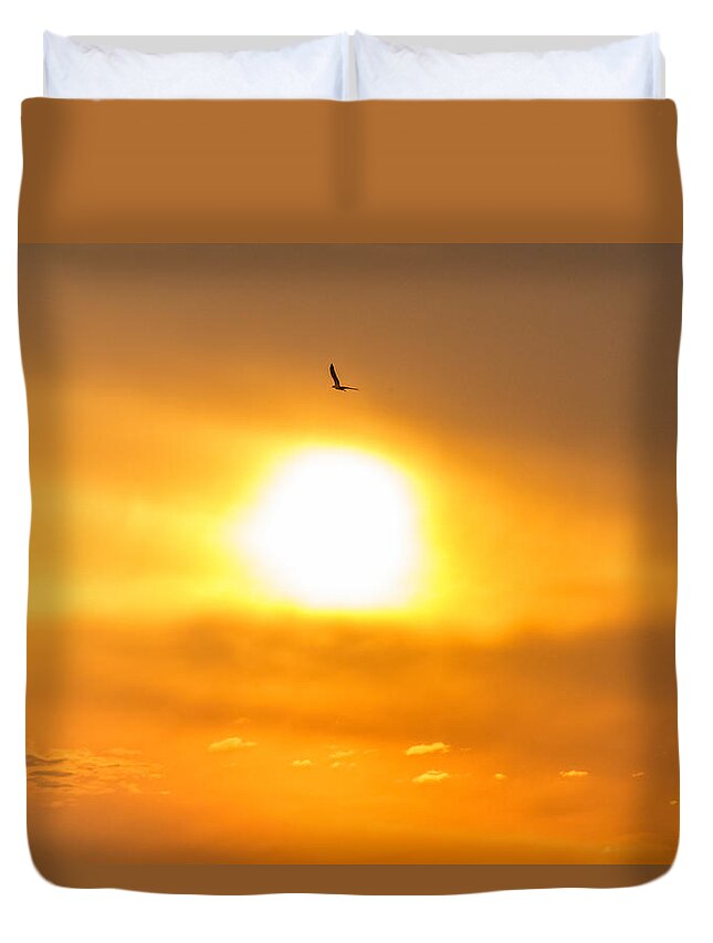 New Jersey Duvet Cover featuring the photograph Osprey at sunset by SAURAVphoto Online Store
