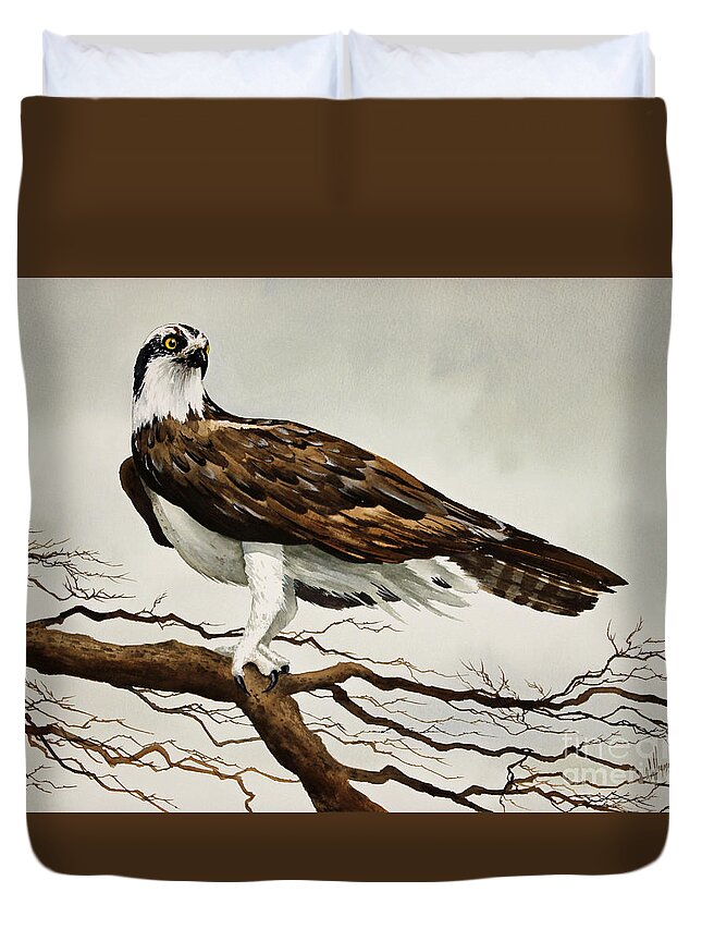 Osprey Duvet Cover featuring the painting Osprey Sea Hawk by James Williamson
