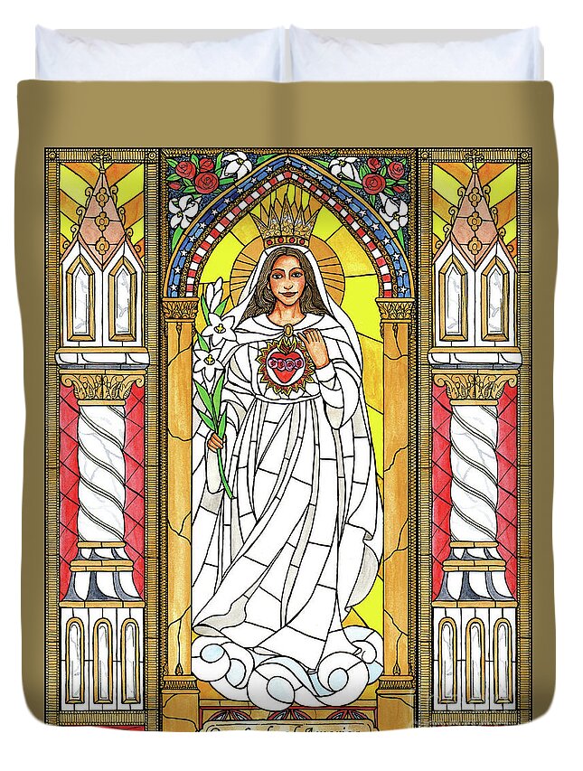Our Lady Of America Duvet Cover featuring the painting Our Lady of America by Brenda Nippert