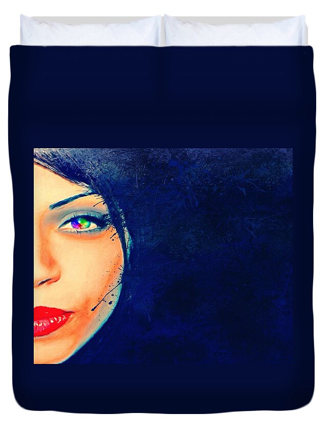 Abstract Duvet Cover featuring the painting Out of the Blue by Mark Taylor