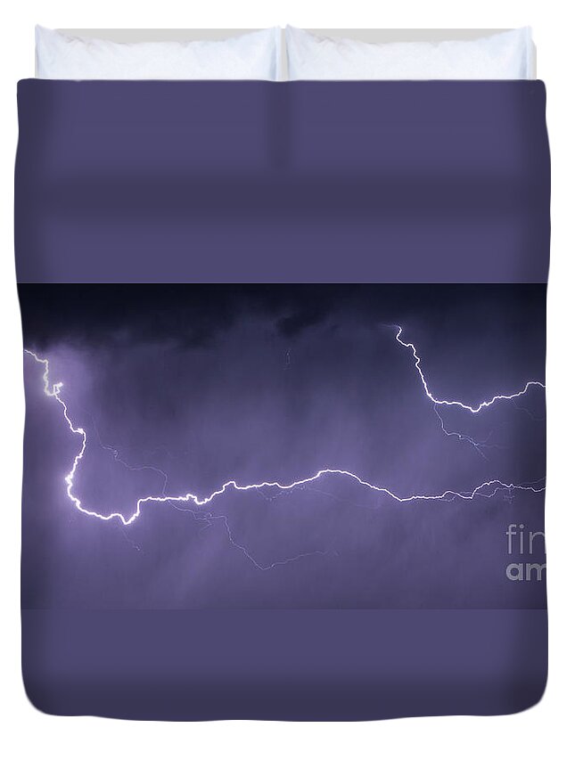 Lightning Duvet Cover featuring the photograph Out of the Darkness by David Millenheft