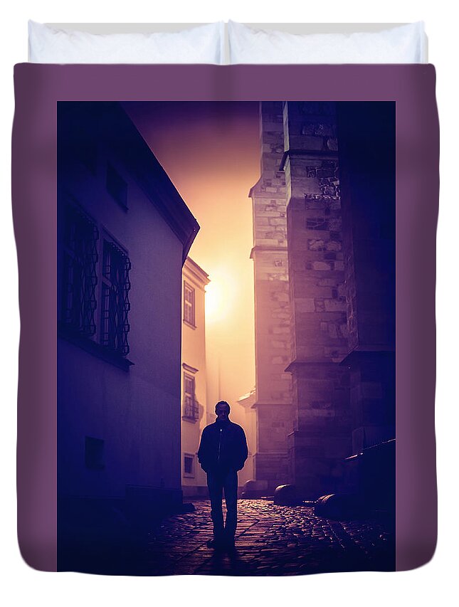 Mystery Duvet Cover featuring the photograph Out of Time by Jenny Rainbow