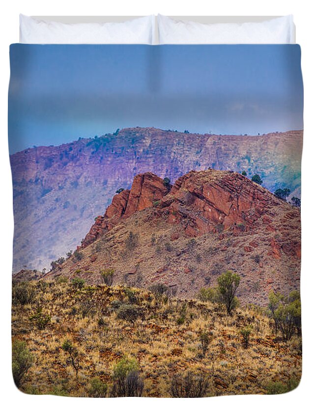 Outback Rainbow Duvet Cover featuring the photograph Outback Rainbow by Racheal Christian