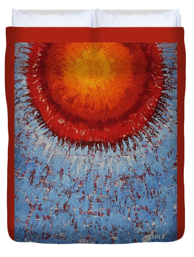 Sunburst Duvet Cover featuring the painting Outburst original painting by Sol Luckman