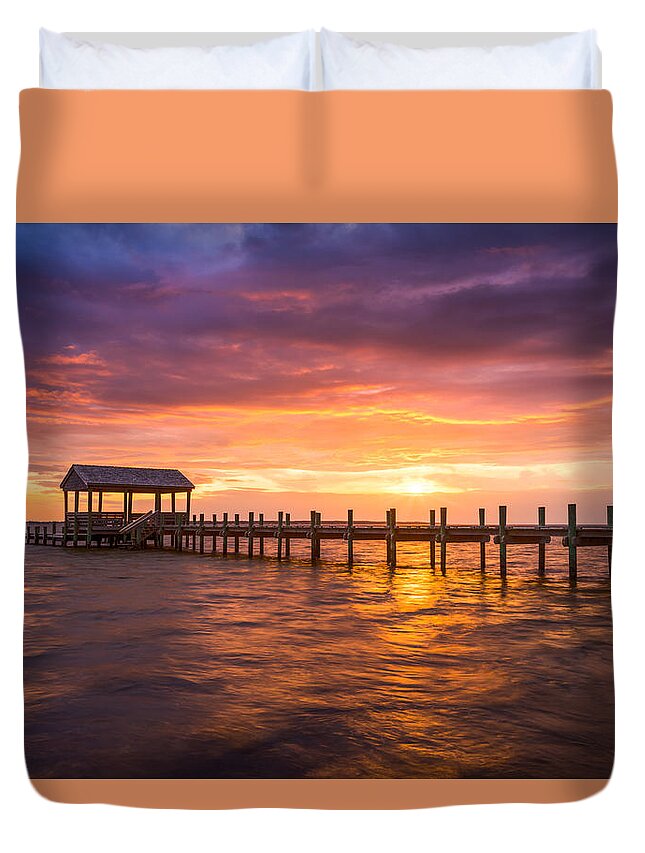 North Carolina Duvet Cover featuring the photograph Outer Banks North Carolina Nags Head Sunset NC Scenic Landscape by Dave Allen