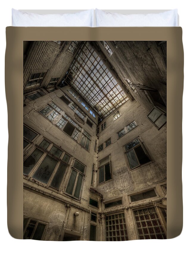 Urbex Duvet Cover featuring the digital art Outside in by Nathan Wright