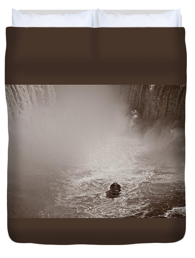 Amercian Falls Duvet Cover featuring the photograph Over the Falls by Kathi Isserman