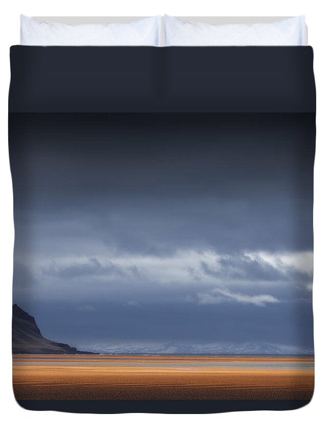 Mountain Duvet Cover featuring the photograph Over the Red Beach by Dominique Dubied