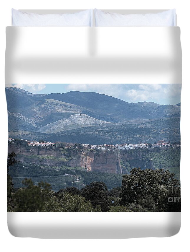 Sierra Duvet Cover featuring the photograph Overlooking Ronda, Andalucia Spain by Perry Rodriguez