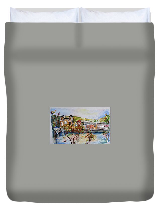  Duvet Cover featuring the painting Owego Ny by Melanie Stanton