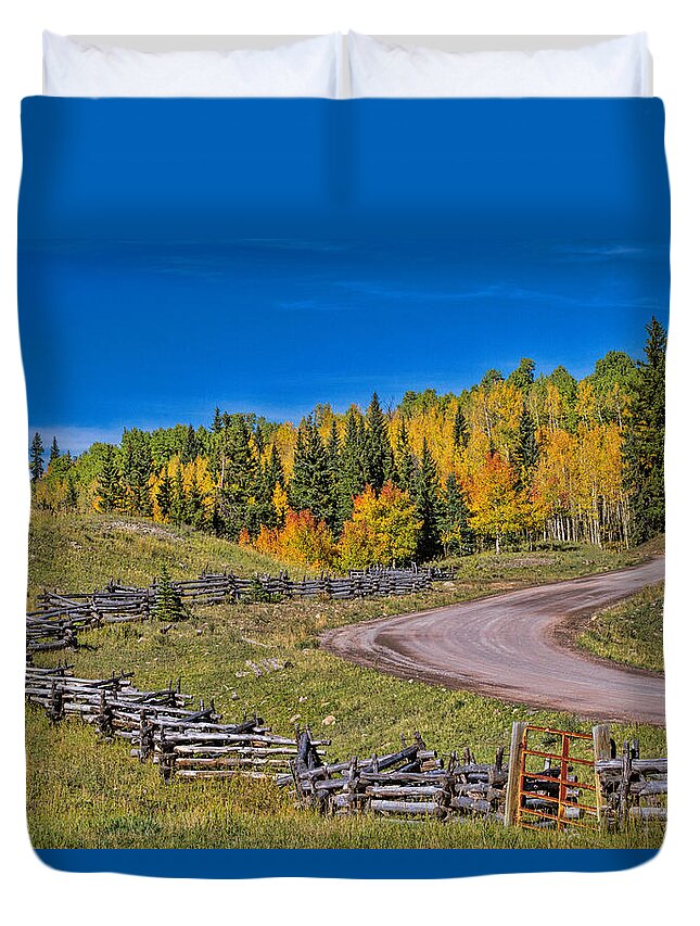 Fall Color Duvet Cover featuring the photograph Owl Creek Pass Road by Alana Thrower