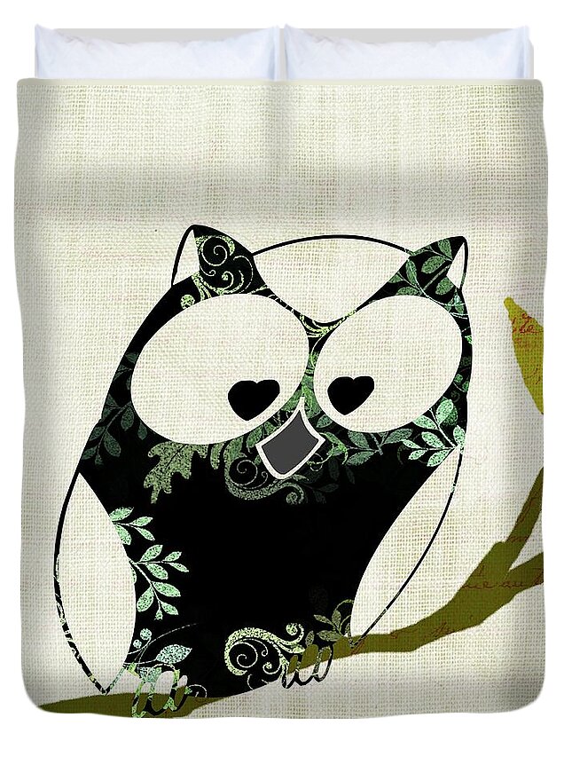Owl Duvet Cover featuring the digital art Owl Design - 23a by Variance Collections