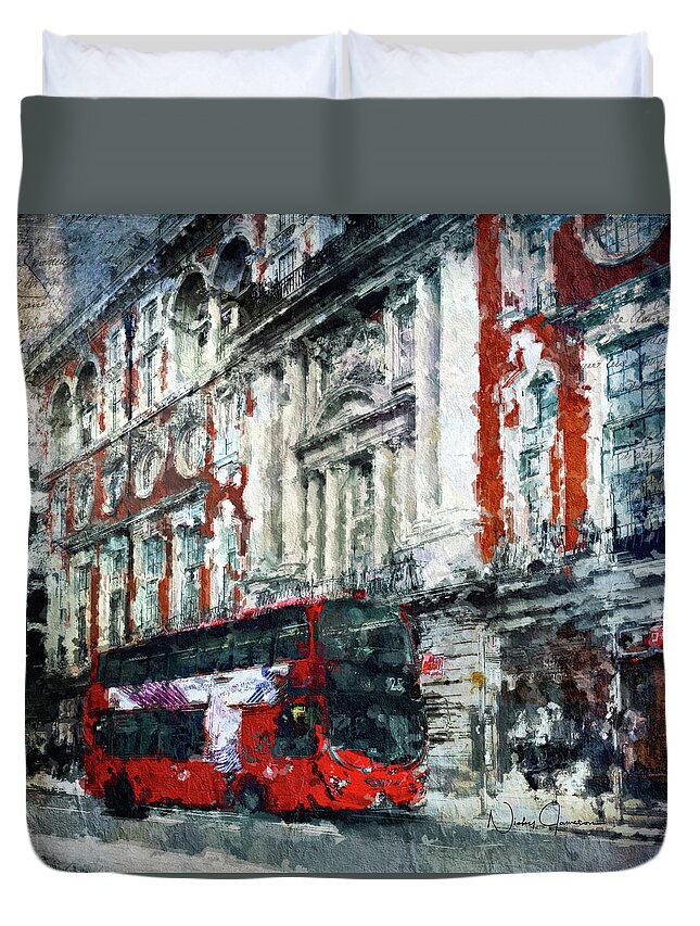 London Duvet Cover featuring the digital art Oxford Street by Nicky Jameson