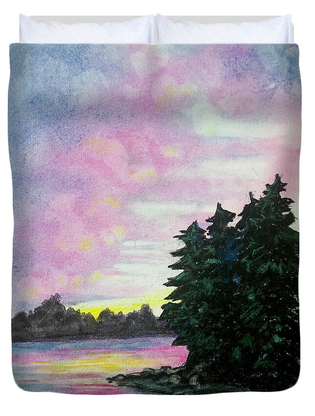 Sunset Duvet Cover featuring the pastel Ozark Sunset by Michele Fritz