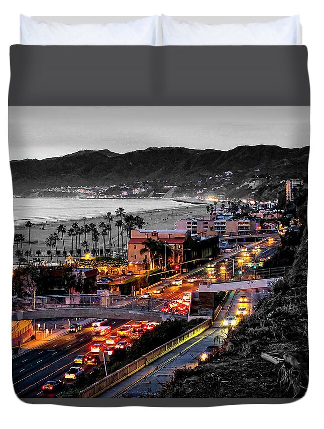 Pacific Coast Highway Duvet Cover featuring the photograph P C H At Twilight by Gene Parks