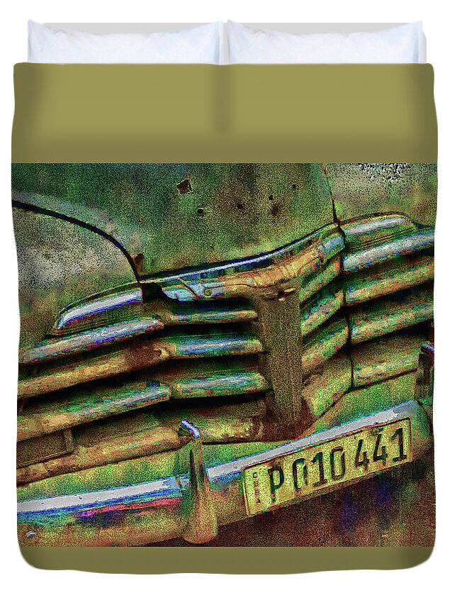 Old Car Duvet Cover featuring the photograph P010441-color by Jessica Levant