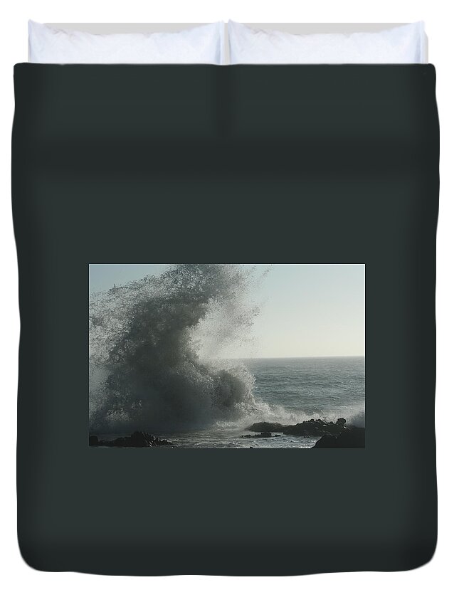 Wave Duvet Cover featuring the photograph Pacific Crash by Laddie Halupa