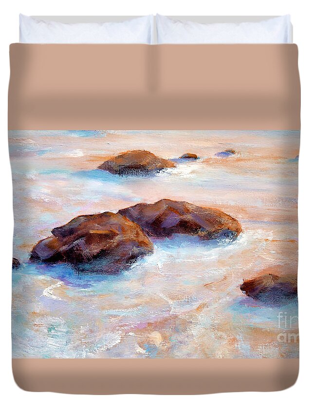 Landscape Duvet Cover featuring the painting Pacific Ocean by Michael Rock
