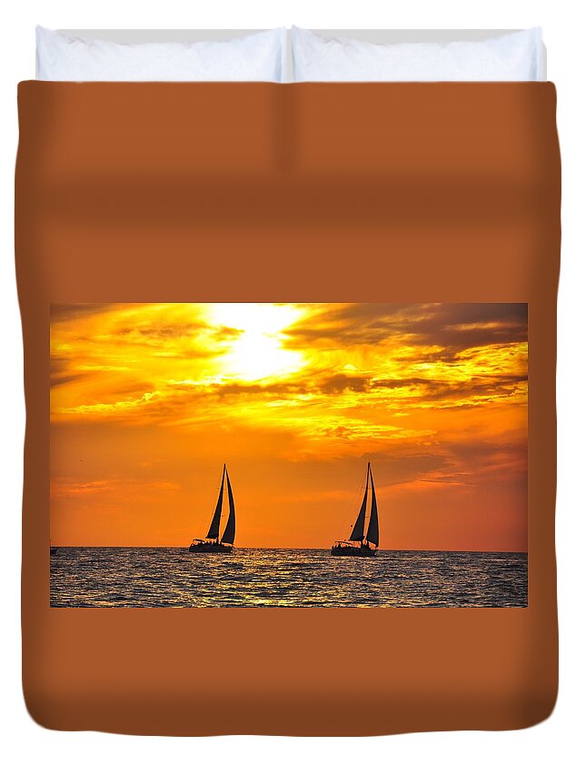 Pacific Duvet Cover featuring the photograph Pacific Ocean Sunset by Lev Kaytsner