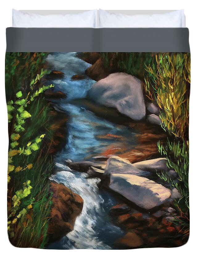 Pack Creek Duvet Cover featuring the painting Pack Creek by Sandi Snead