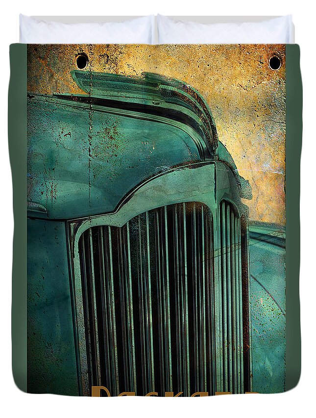 Car Duvet Cover featuring the digital art Packard by Greg Sharpe