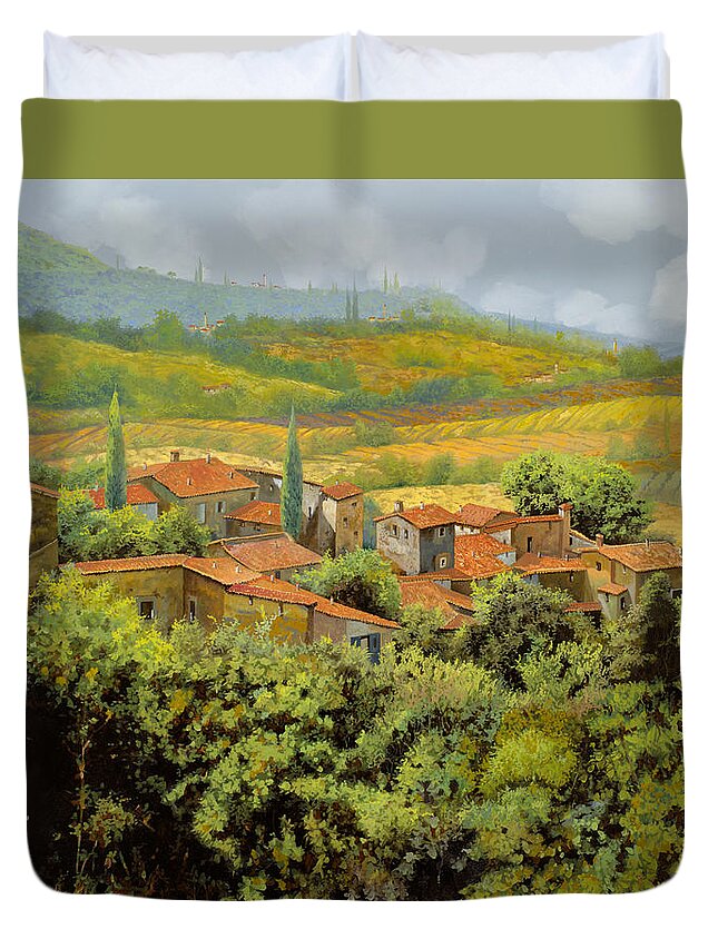 Tuscany Duvet Cover featuring the painting Paesaggio Toscano by Guido Borelli
