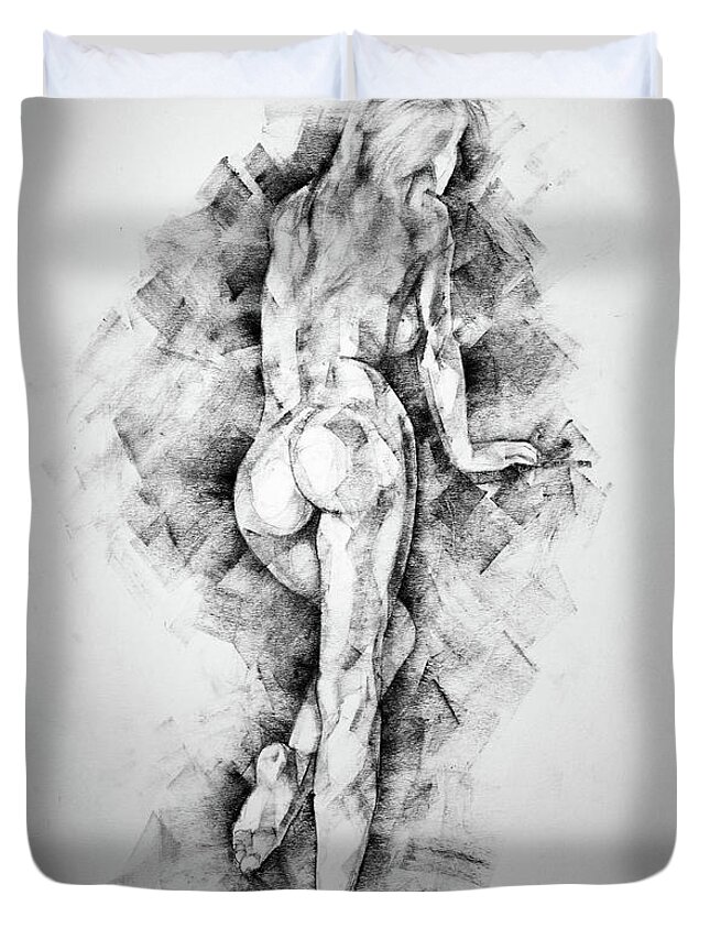 Erotic Duvet Cover featuring the drawing Page 34 by Dimitar Hristov