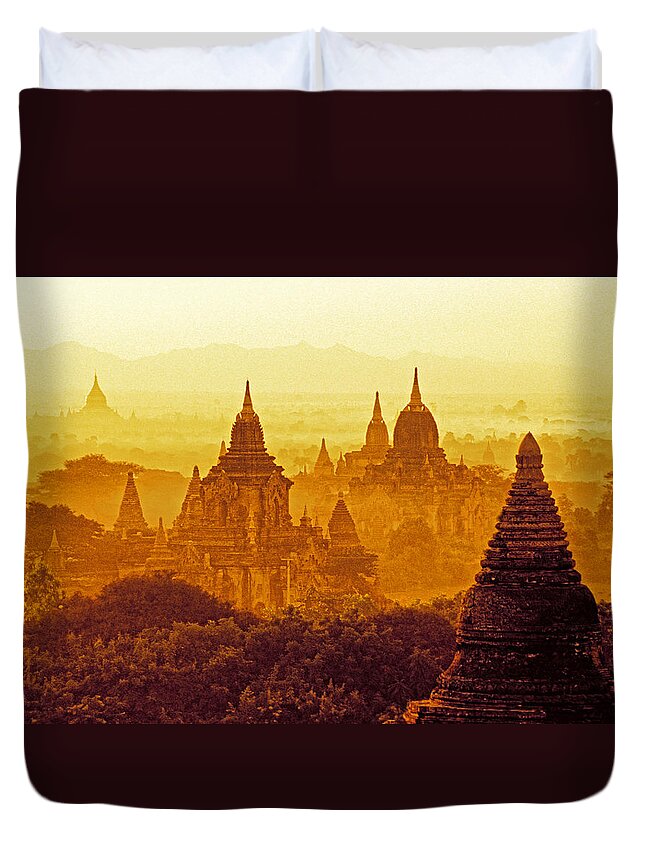 Bagan Duvet Cover featuring the photograph Pagodas by Dennis Cox