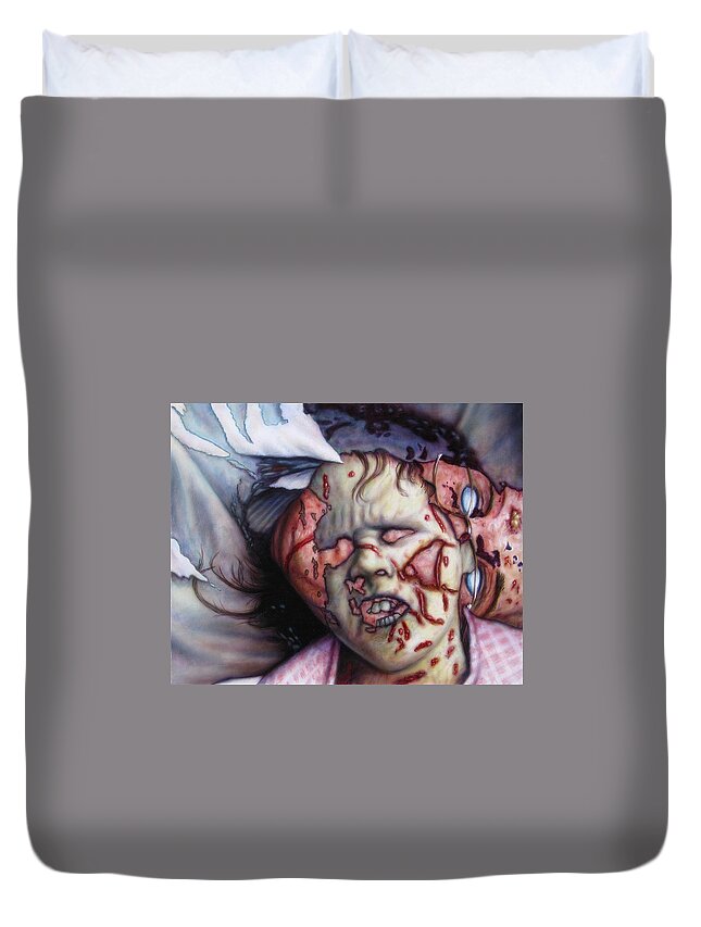 Pain Duvet Cover featuring the painting Pain by James W Johnson