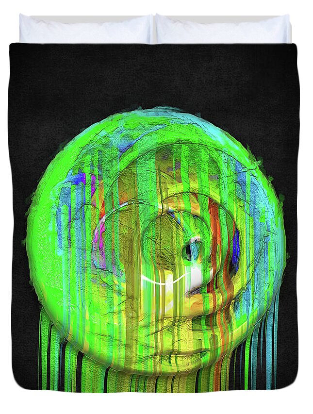 Three Dimensional Duvet Cover featuring the digital art Paint Meets Gravity by Phil Perkins