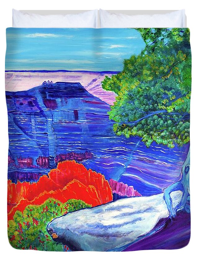 Grand Canyon Duvet Cover featuring the painting Painted Canyon 36 x48 by Santana Star