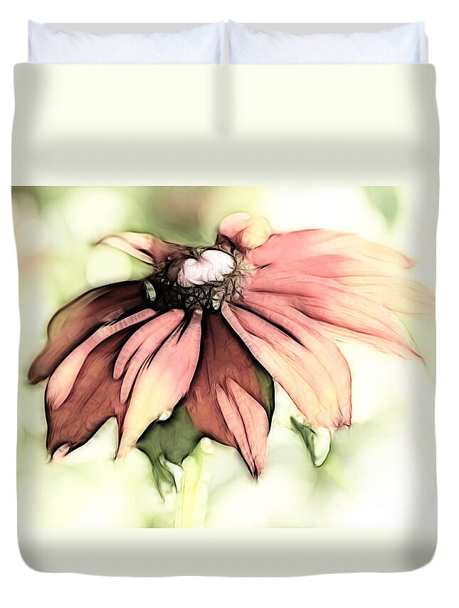 Flower Duvet Cover featuring the digital art Painted Daisy by Teresa Zieba