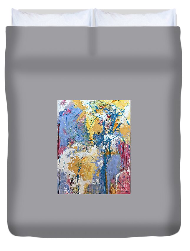 Abstract Art Duvet Cover featuring the painting Painted Sky by Mary Mirabal