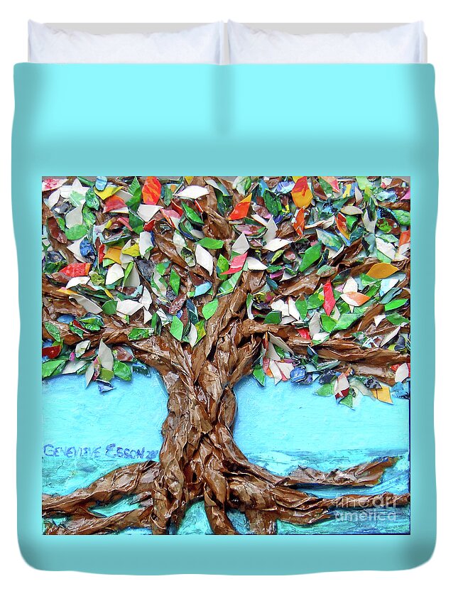 Tree Duvet Cover featuring the painting Painters Palette Of Tree Colors by Genevieve Esson