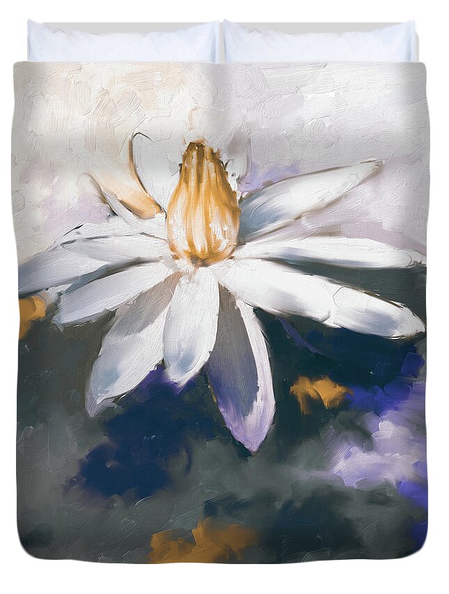 Nature Duvet Cover featuring the painting Painting 383 3 Water Lily 2 by Mawra Tahreem
