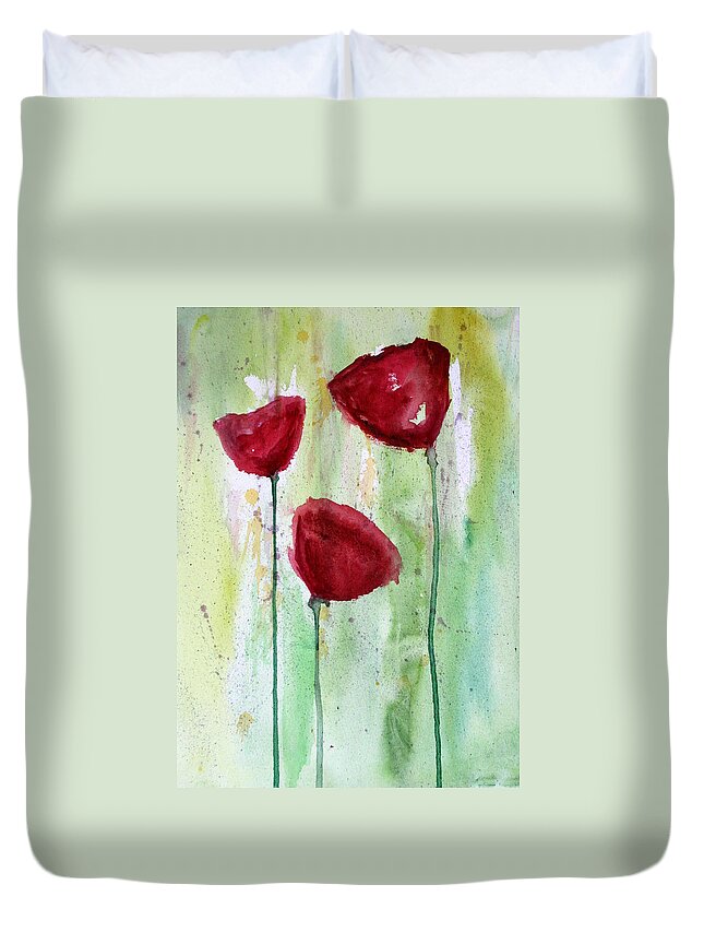 Poppies Duvet Cover featuring the painting Painting Class Painting by Julie Lueders 