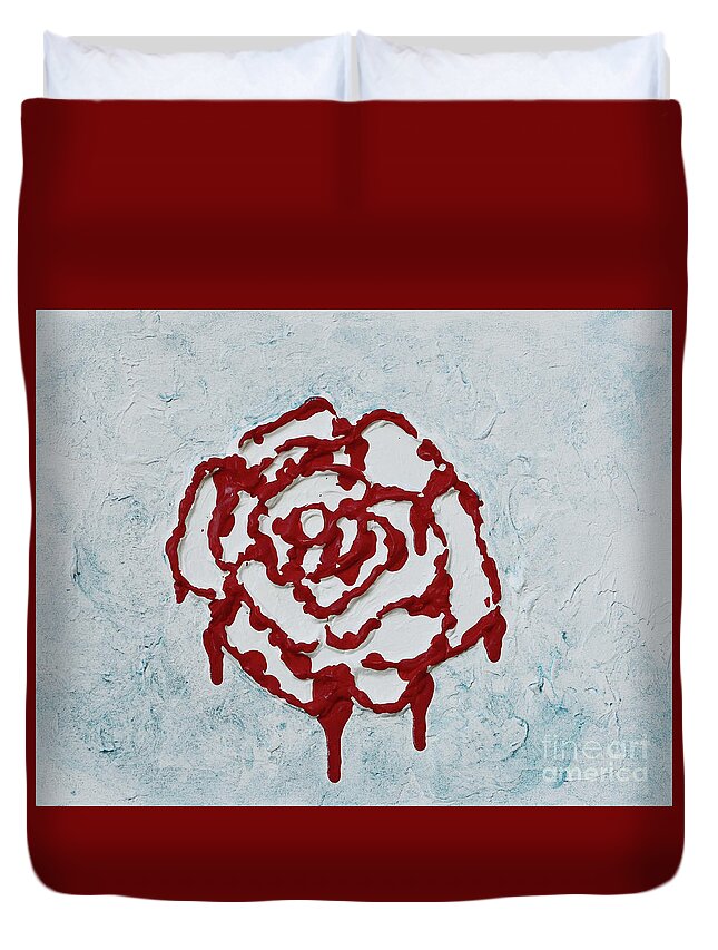 Alice Duvet Cover featuring the painting Painting My Roses Red by Alys Caviness-Gober