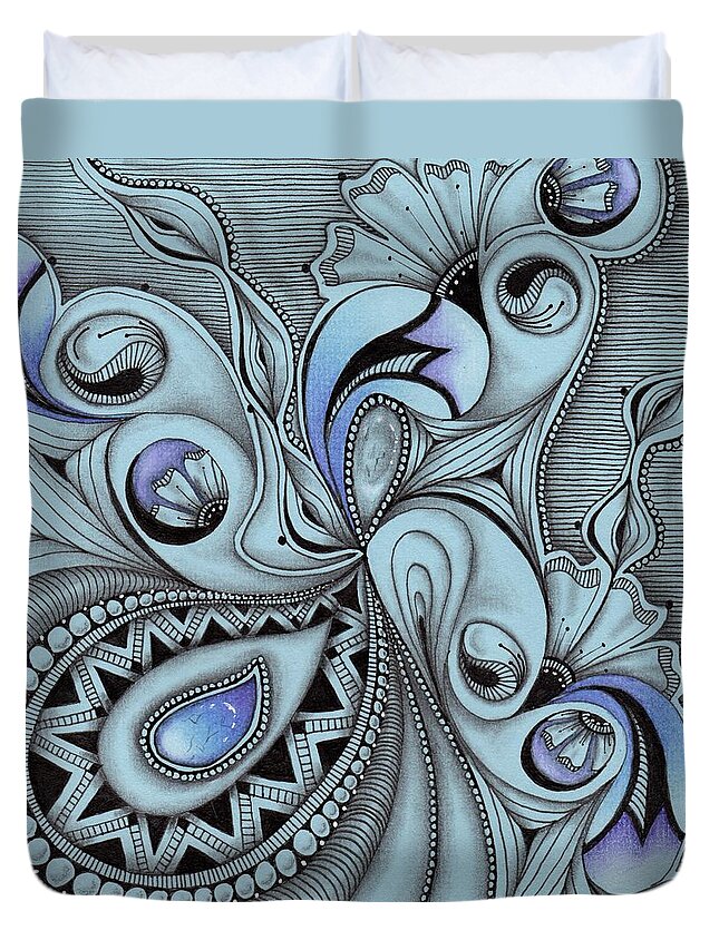 Paisley Duvet Cover featuring the drawing Paisley Power by Jan Steinle