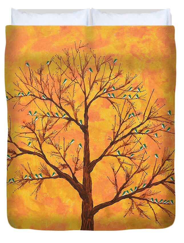 Treescape Duvet Cover featuring the painting Pakhban by Sumit Mehndiratta