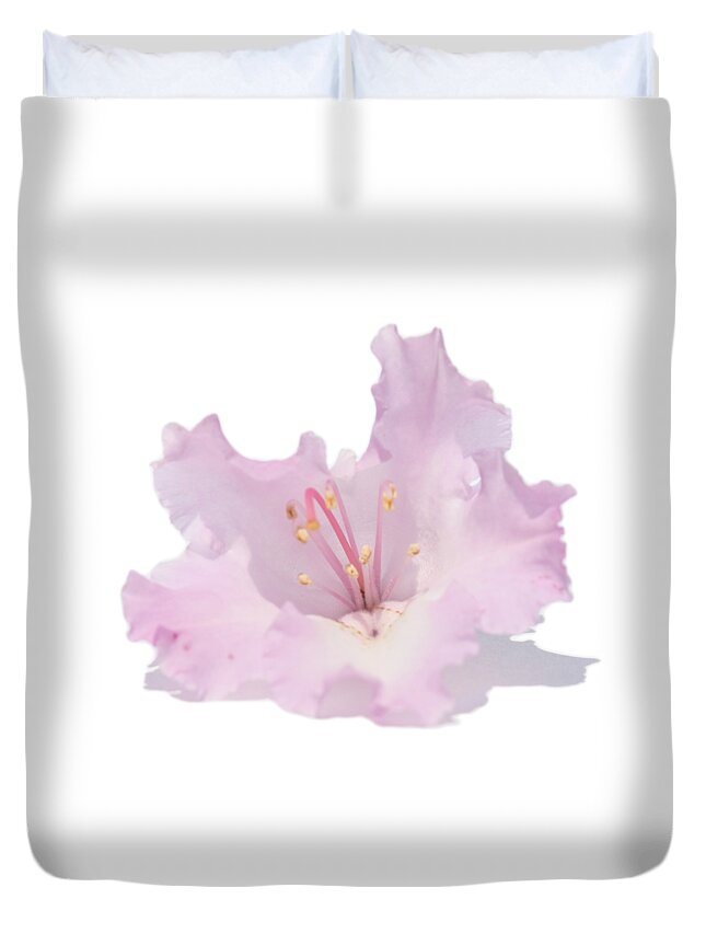 T-shirt Duvet Cover featuring the photograph Pale Pink Rhododendron on Transparent background by Terri Waters