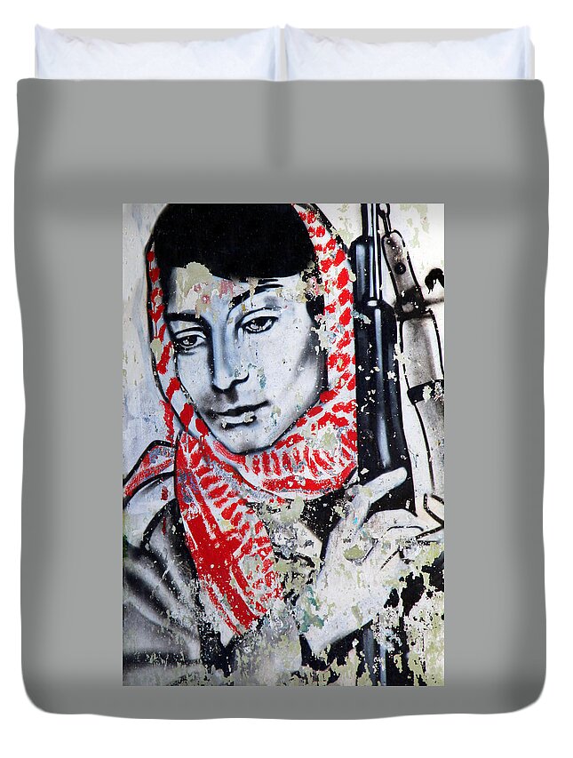 Aida Camp Duvet Cover featuring the photograph Palestinian Icon by Munir Alawi